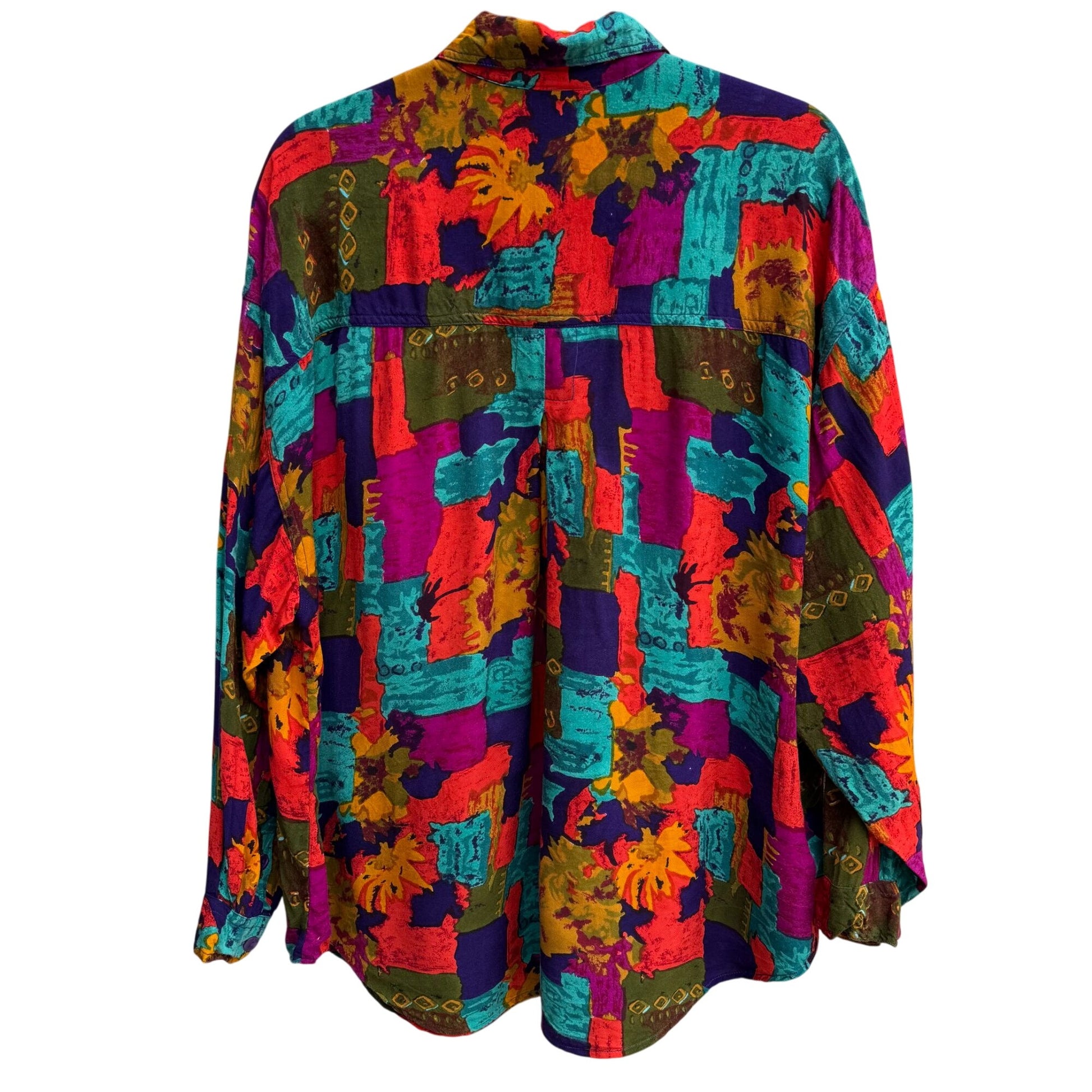 Forelli Vintage Womens Button-Up Long Sleeve Geometric Print Shirt Blouse 22/24