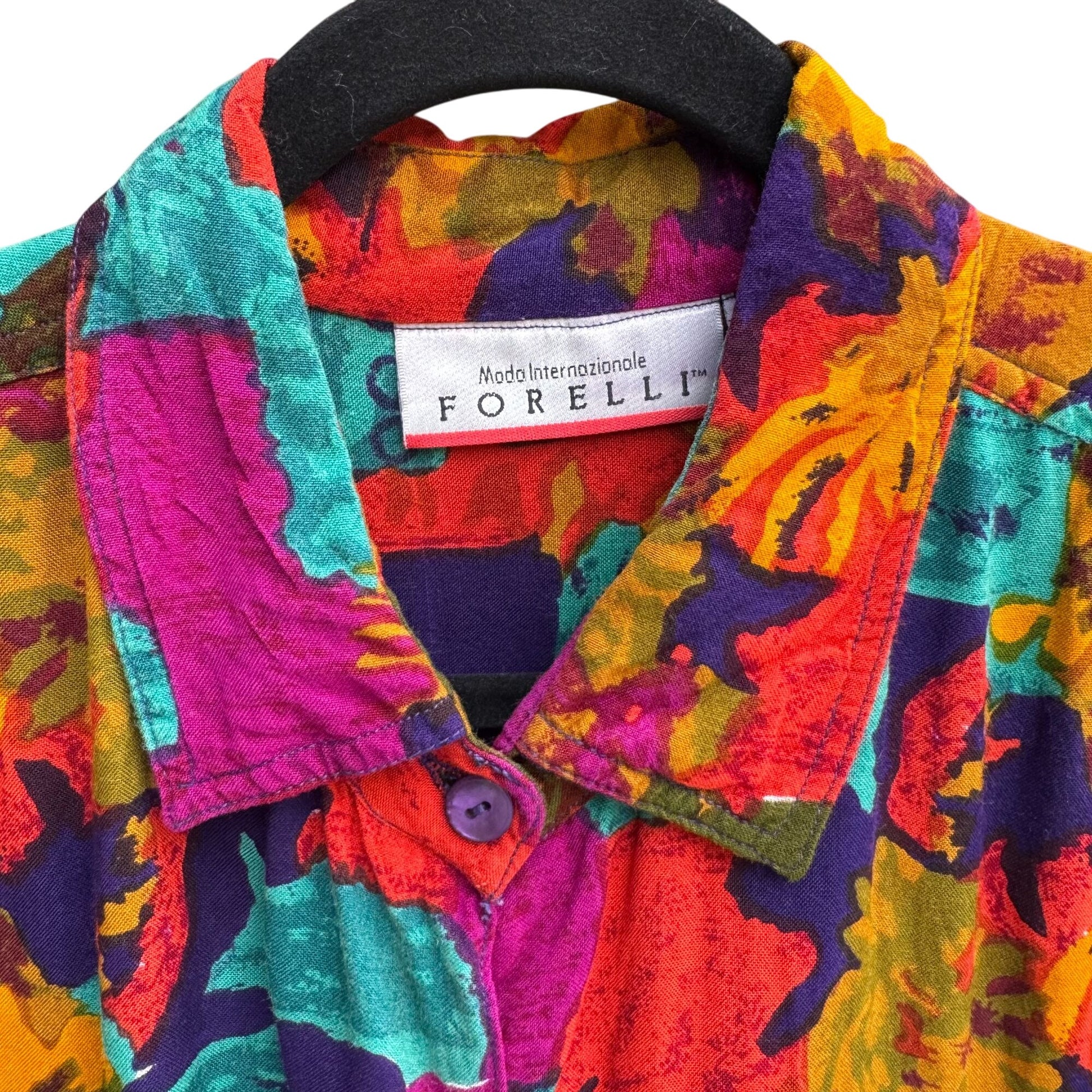 Forelli Vintage Womens Button-Up Long Sleeve Geometric Print Shirt Blouse 22/24