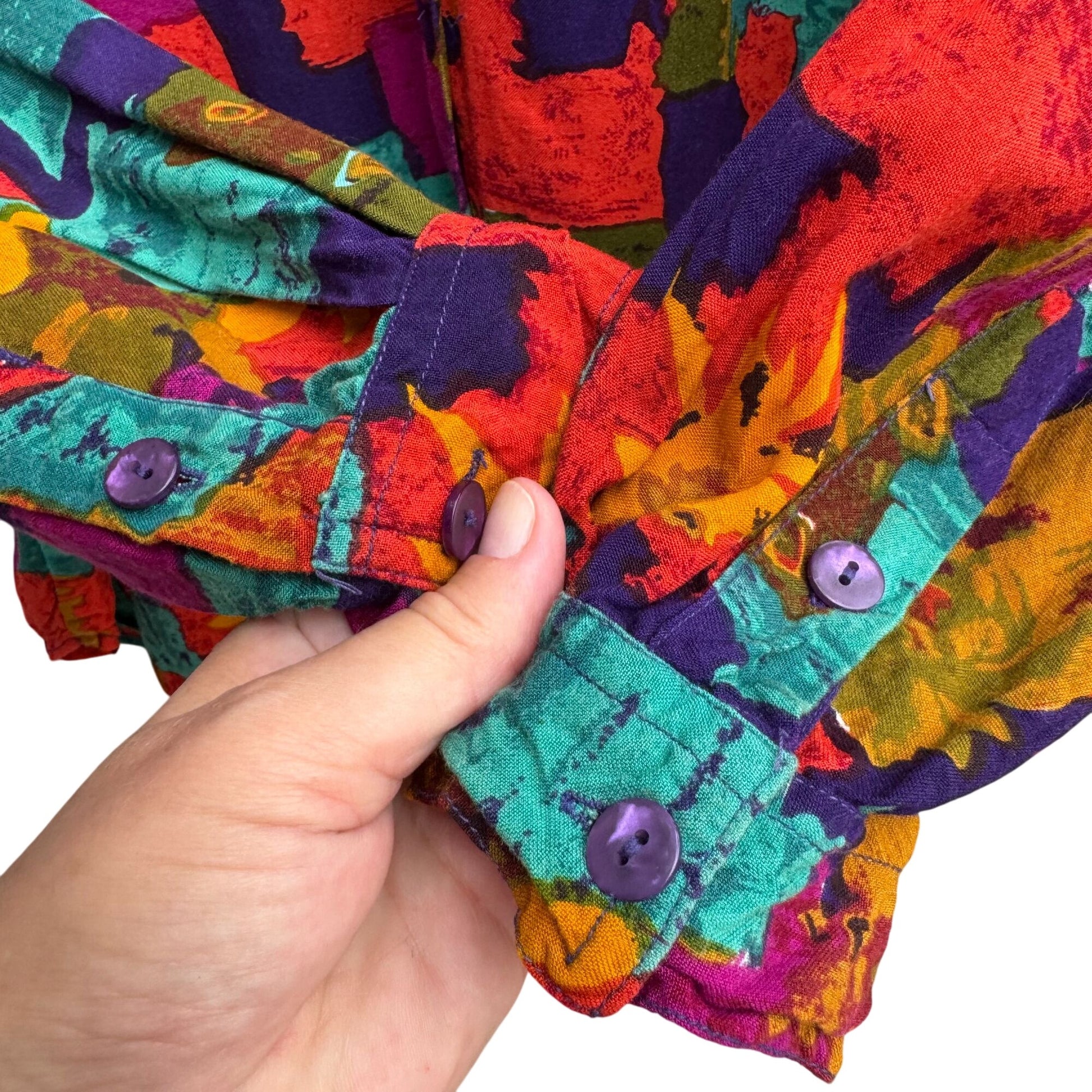 Forelli Vintage Womens Button-Up Long Sleeve Geometric Print Shirt Blouse 22/24