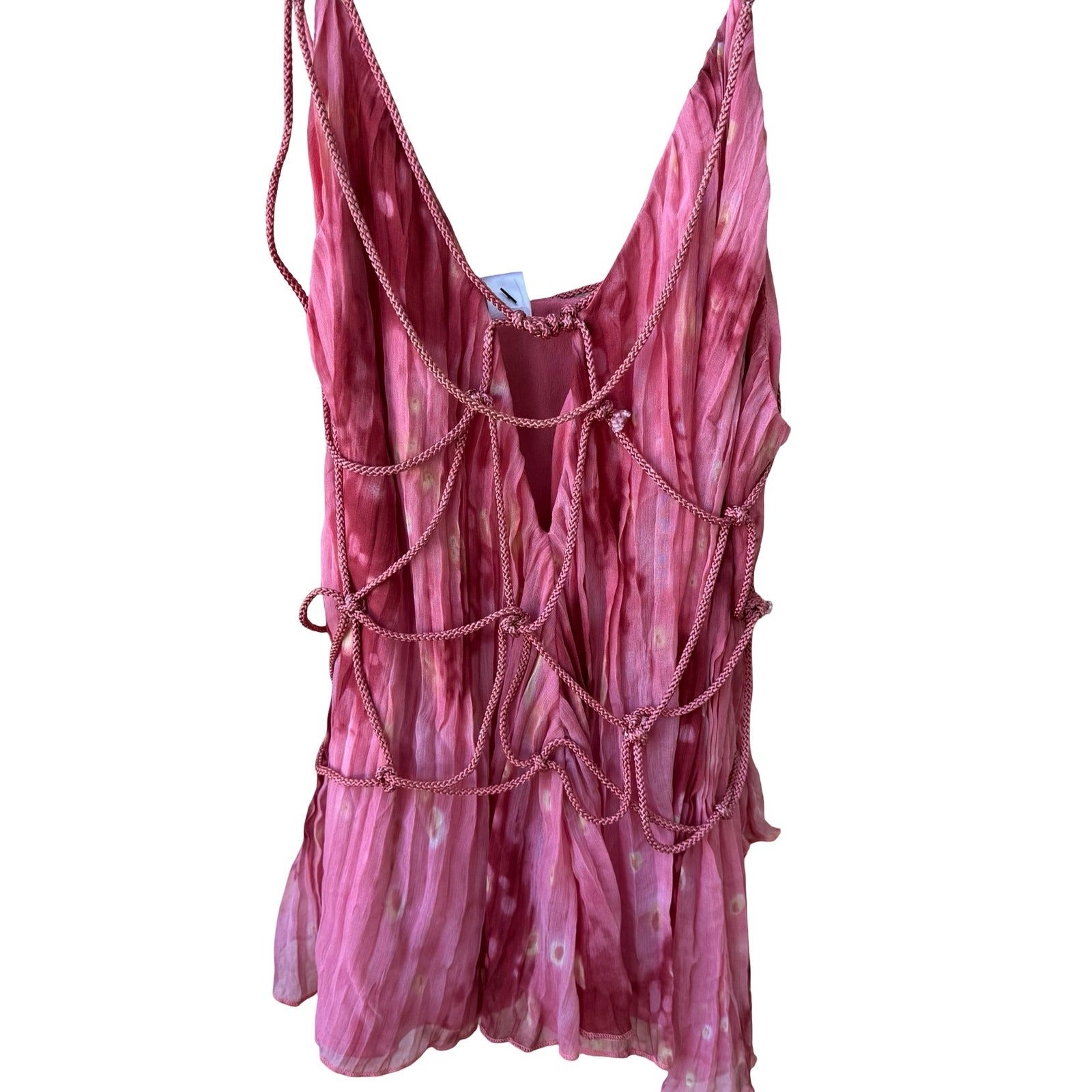 Iron Ethereal Boho Fairycore Festival Tie Dye Silk Braided Rope Cami Top S NEW
