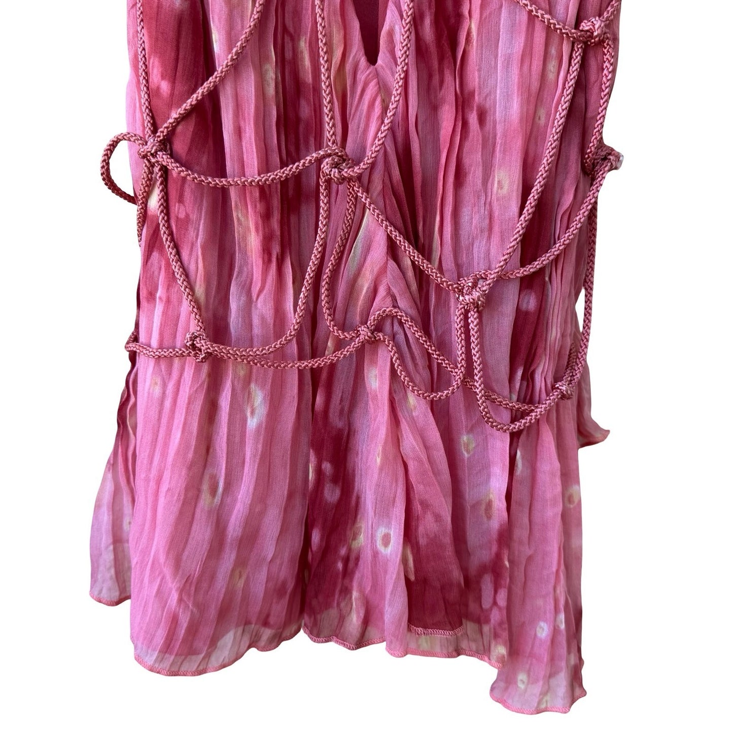 Iron Ethereal Boho Fairycore Festival Tie Dye Silk Braided Rope Cami Top S NEW
