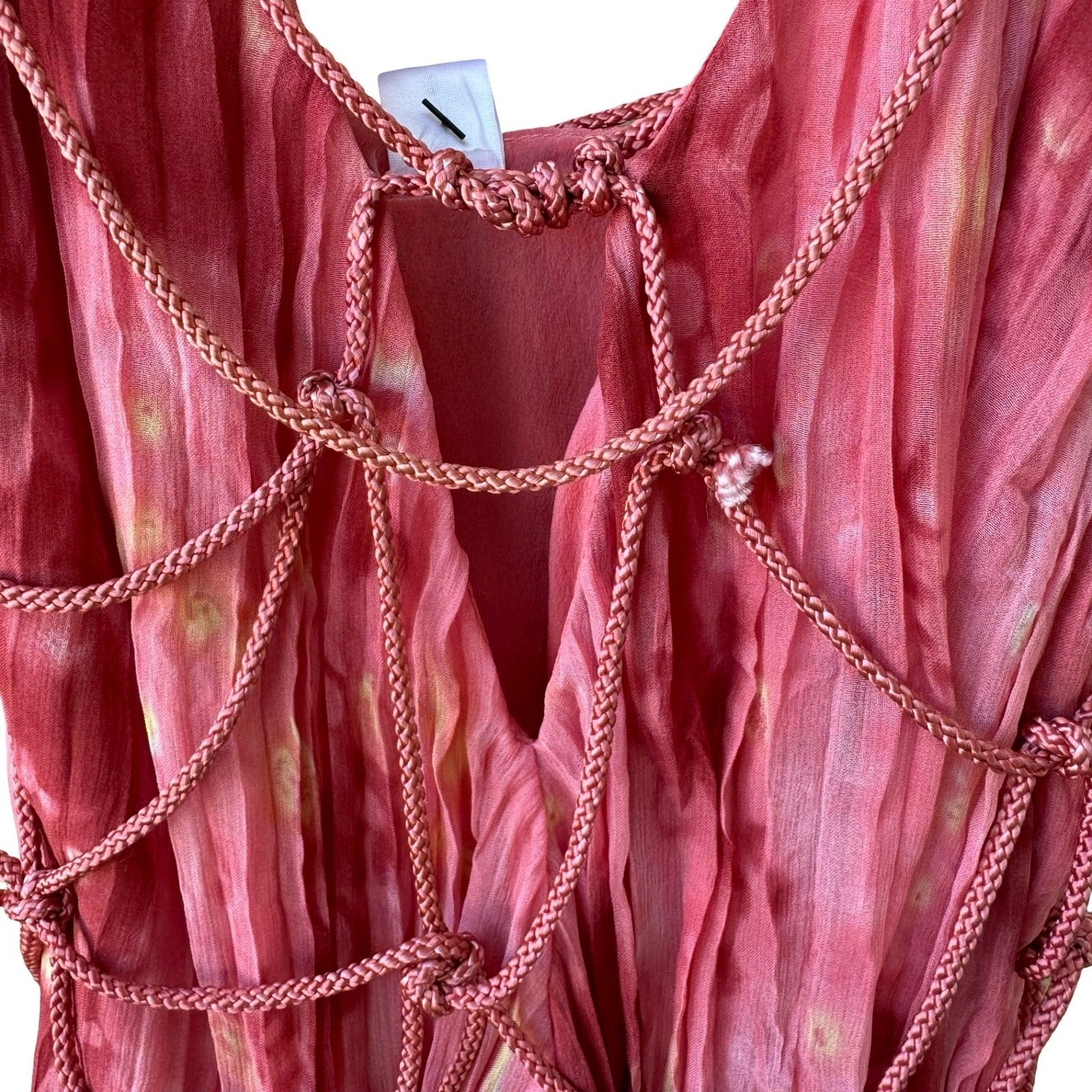 Iron Ethereal Boho Fairycore Festival Tie Dye Silk Braided Rope Cami Top S NEW
