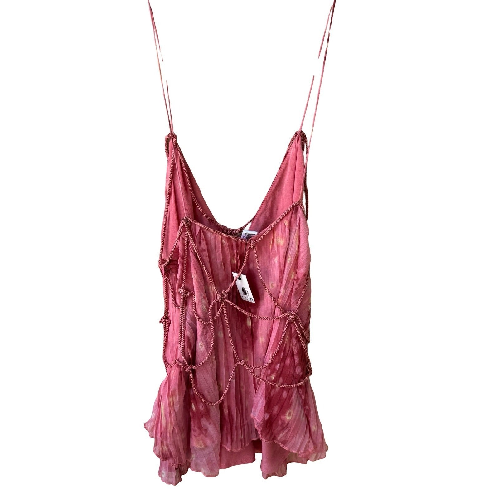 Iron Ethereal Boho Fairycore Festival Tie Dye Silk Braided Rope Cami Top S NEW
