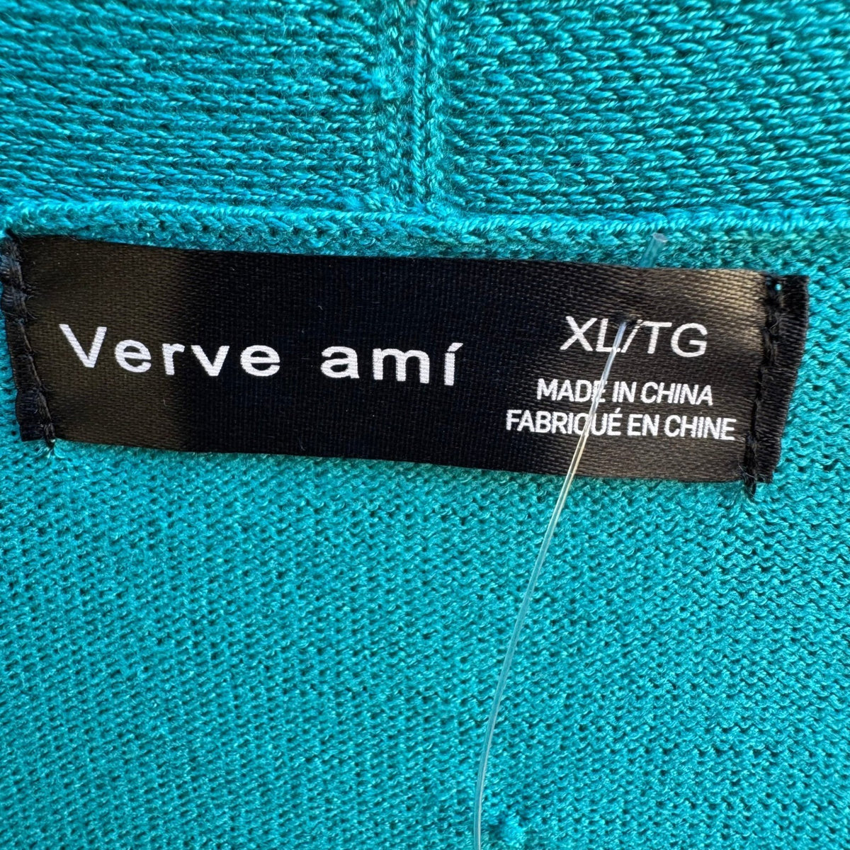 Verve Ami Coastal Layering Textured Ribbed Knit Open Front Cardigan Teal XL NEW