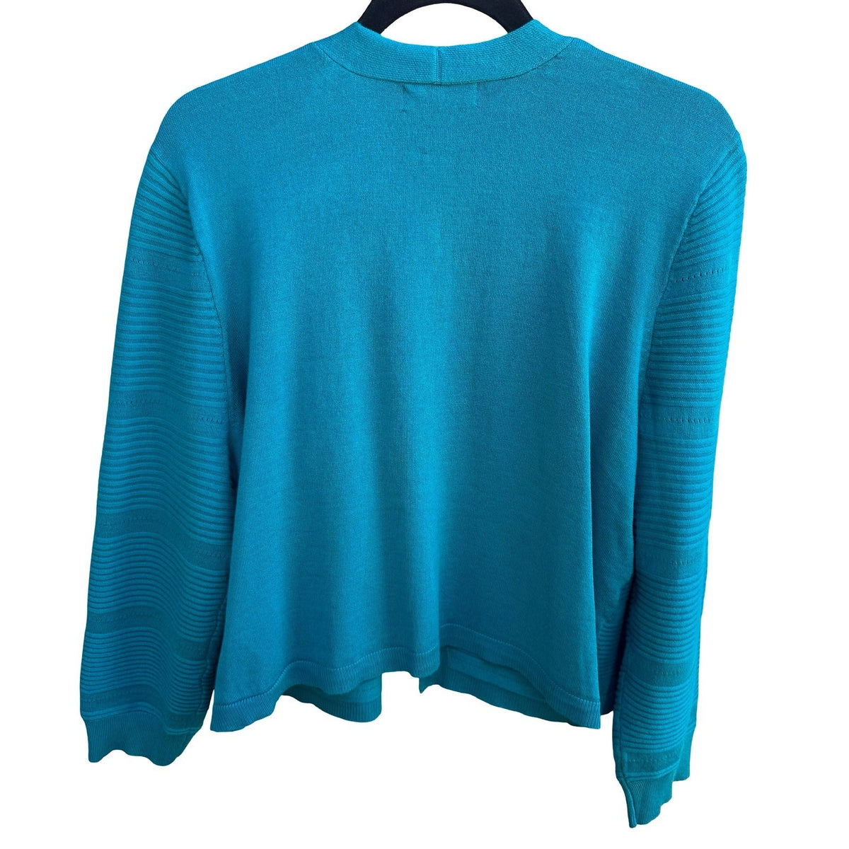 Verve Ami Coastal Layering Textured Ribbed Knit Open Front Cardigan Teal XL NEW