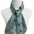 Switch Vintage Womens Green Floral Watercolor Square Hand Sewn Silk Scarf Wrap Bandana 3 image