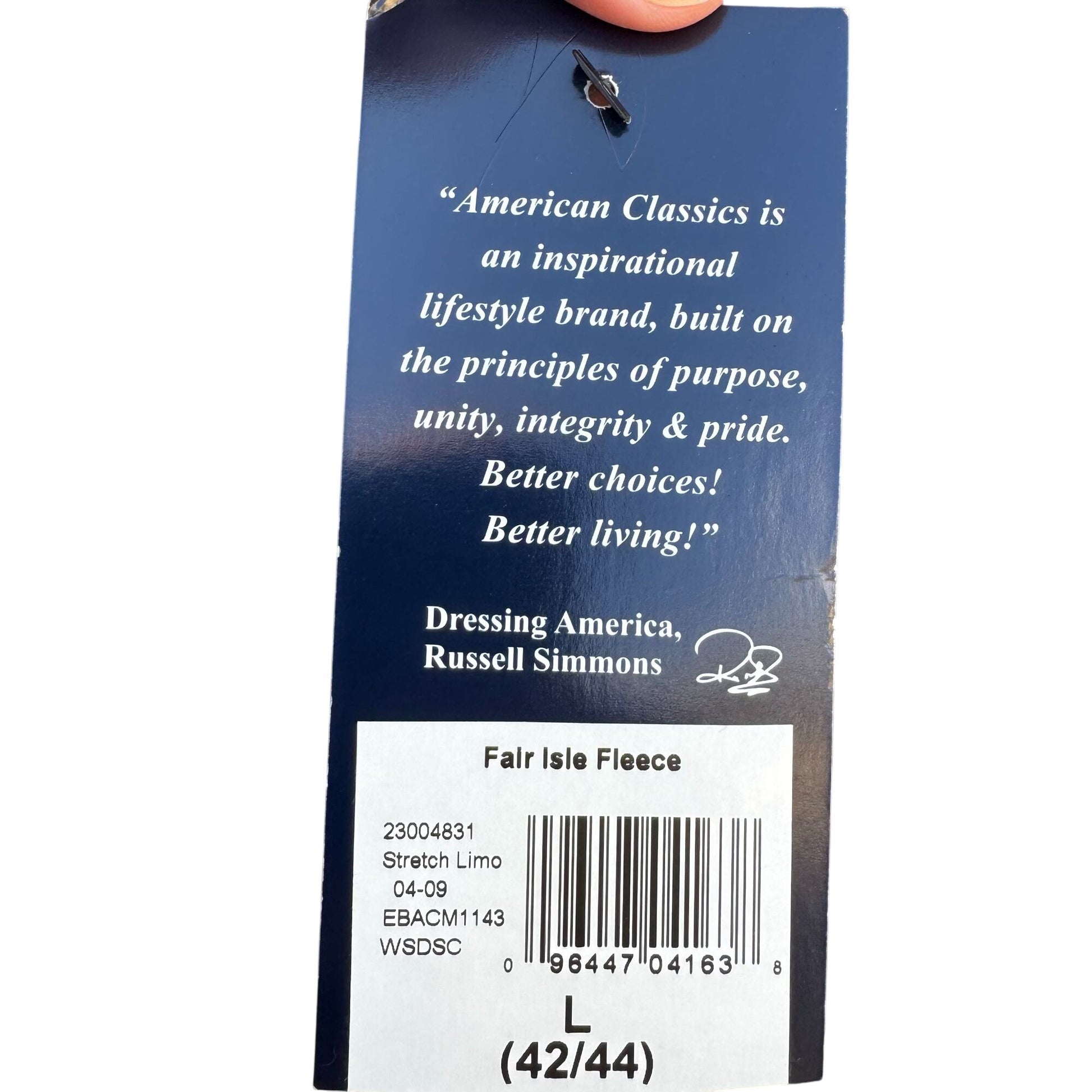 American Classics Russell Simmons Mens Fair Isle Fleece Pullover New With Tags L