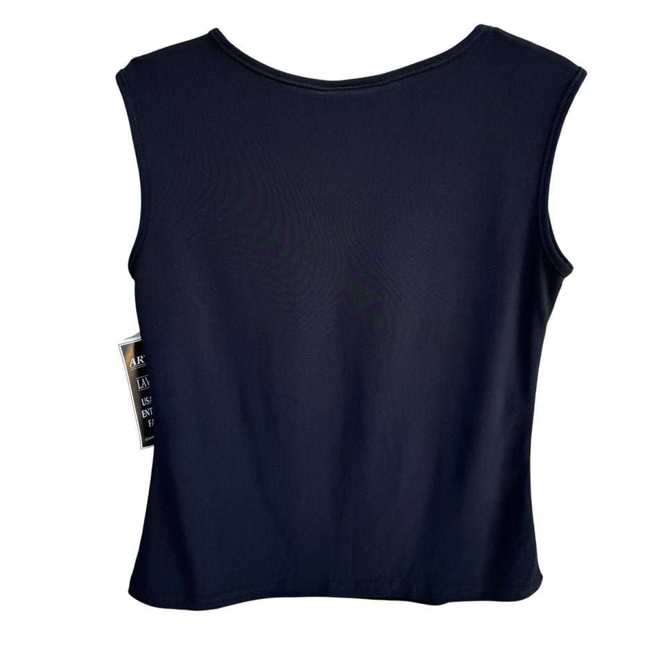 Artex Collection Womens Black Sleeveless Top With Embellished Front Panel - M