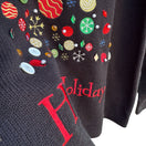 Switch Vintage Black Long Sleeve Christmas Button Tree Design Happy Holidays Sweater 3 image