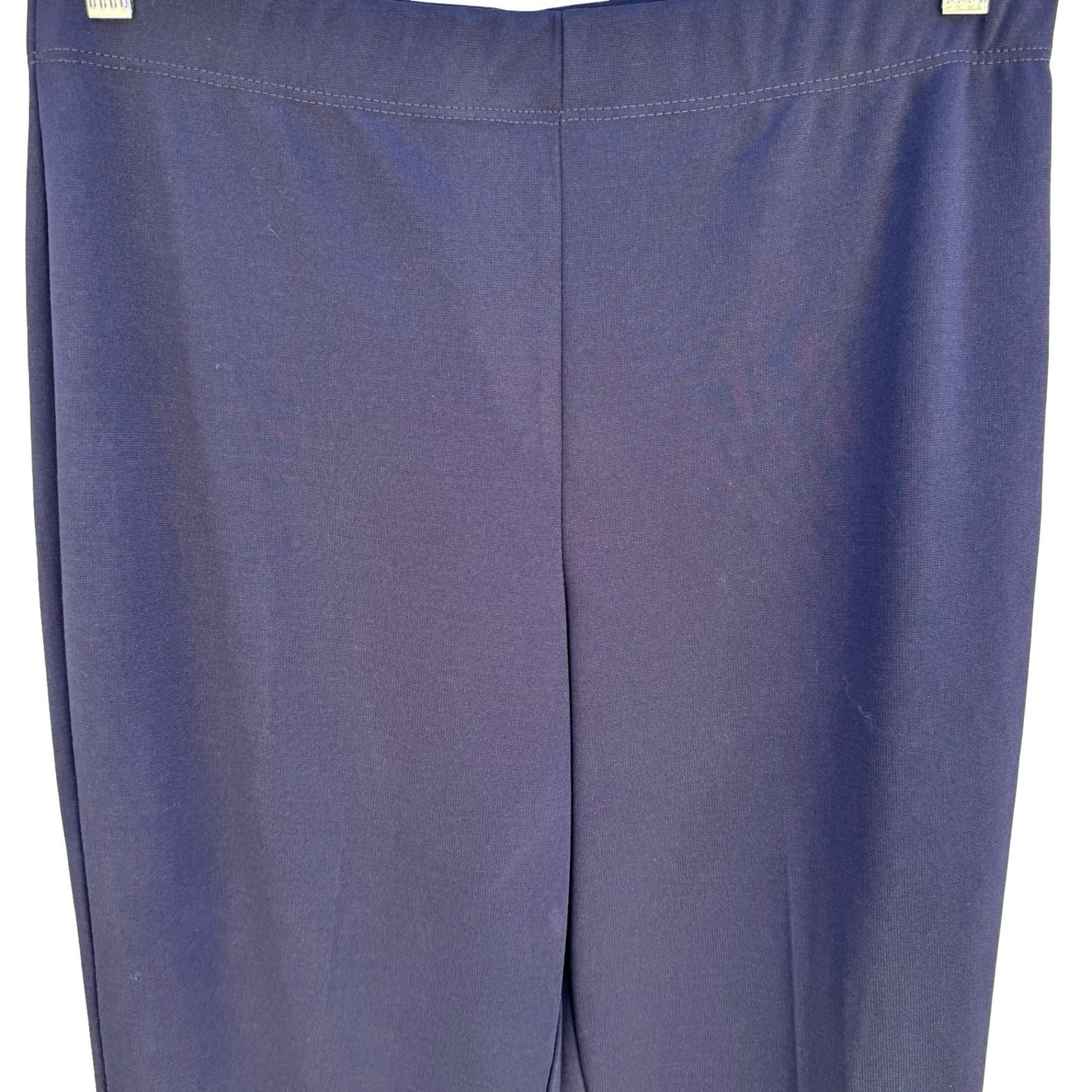 Susan Graver Liquid Knit Straight Leg Pants Navy Elastic Waist Womens M Office