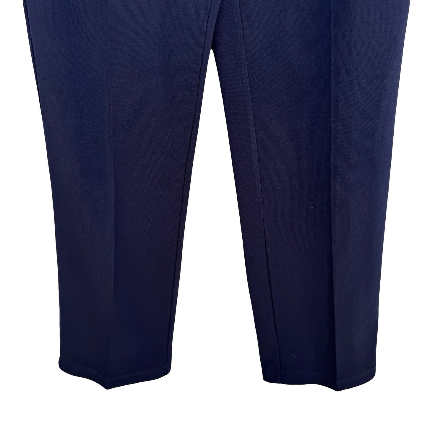 Susan Graver Liquid Knit Straight Leg Pants Navy Elastic Waist Womens M Office