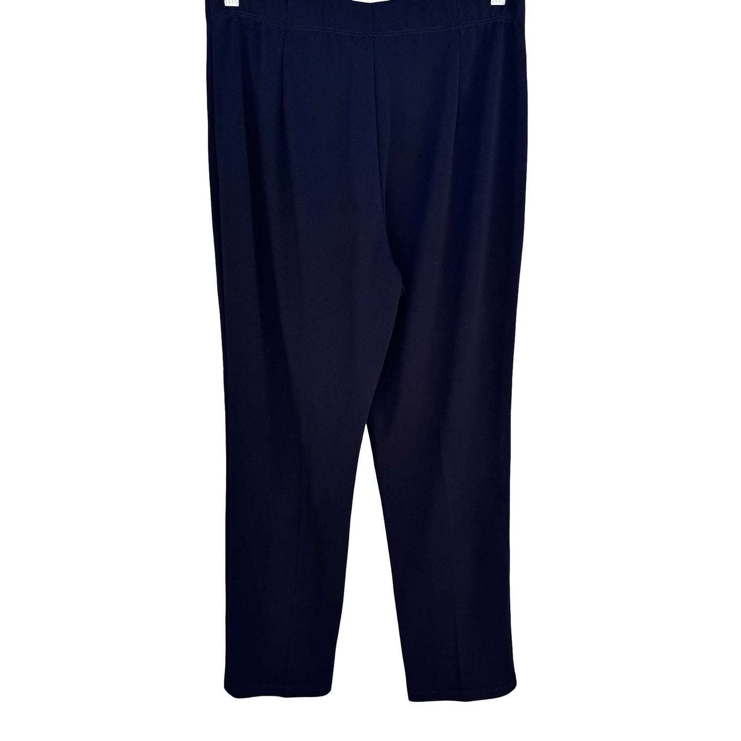 Susan Graver Liquid Knit Straight Leg Pants Navy Elastic Waist Womens M Office