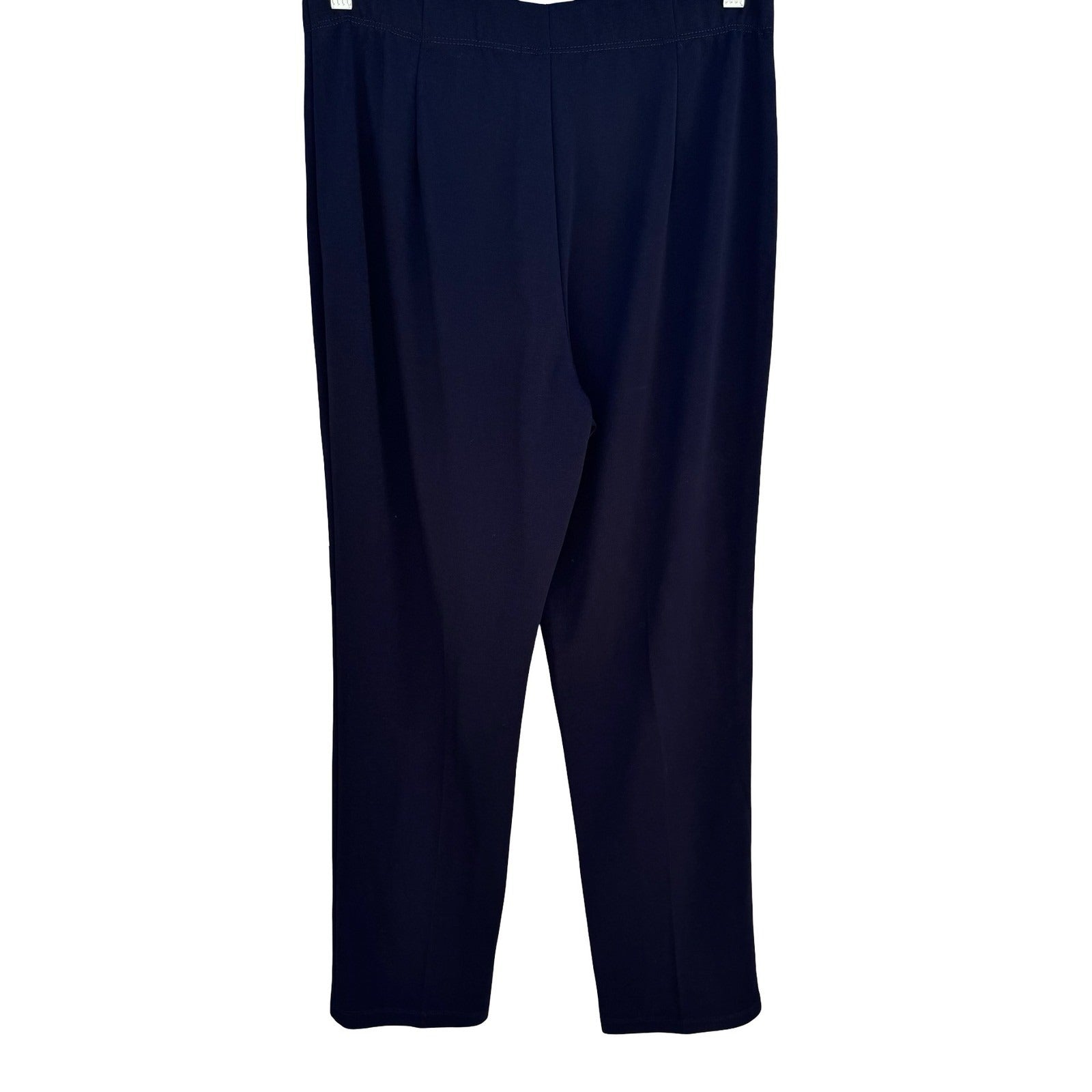 Susan Graver Liquid Knit Straight Leg Pants Navy Elastic Waist Womens M Office