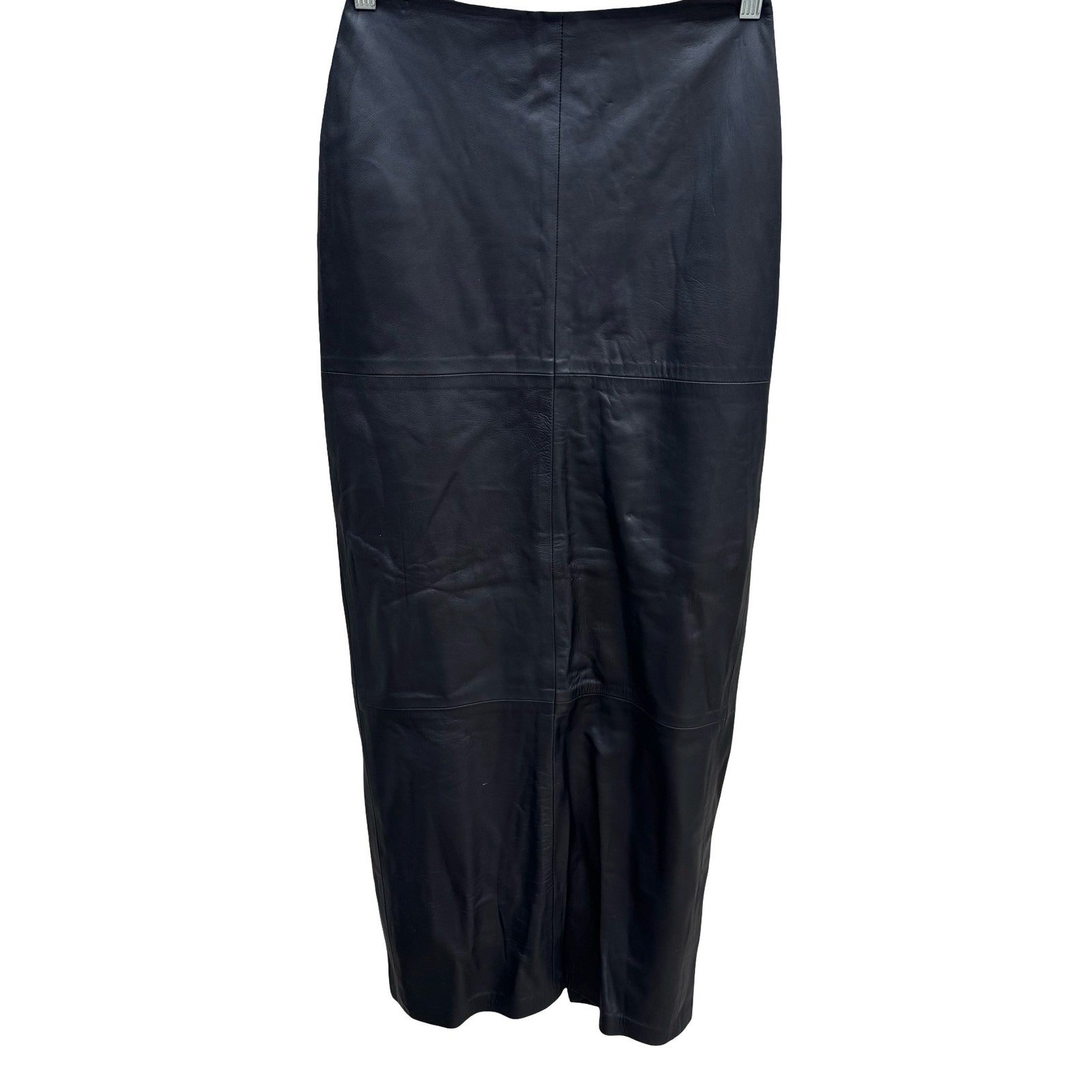 Laundry Shelli Segal Vintage Y2K 90s Black Lamb Leather Maxi Pencil Skirt 4