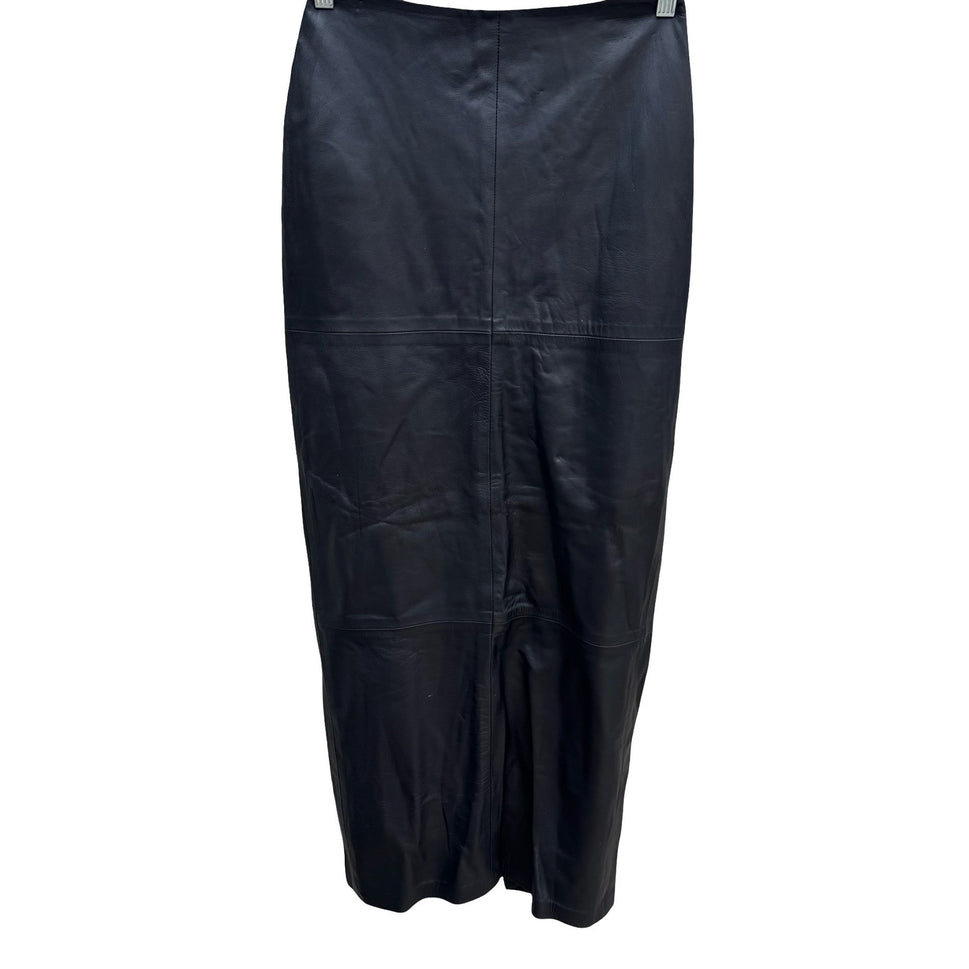 Laundry Shelli Segal Vintage Y2K 90s Black Lamb Leather Maxi Pencil Skirt 4