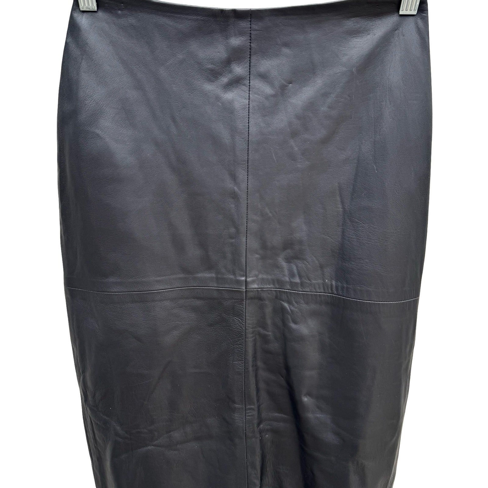 Laundry Shelli Segal Vintage Y2K 90s Black Lamb Leather Maxi Pencil Skirt 4