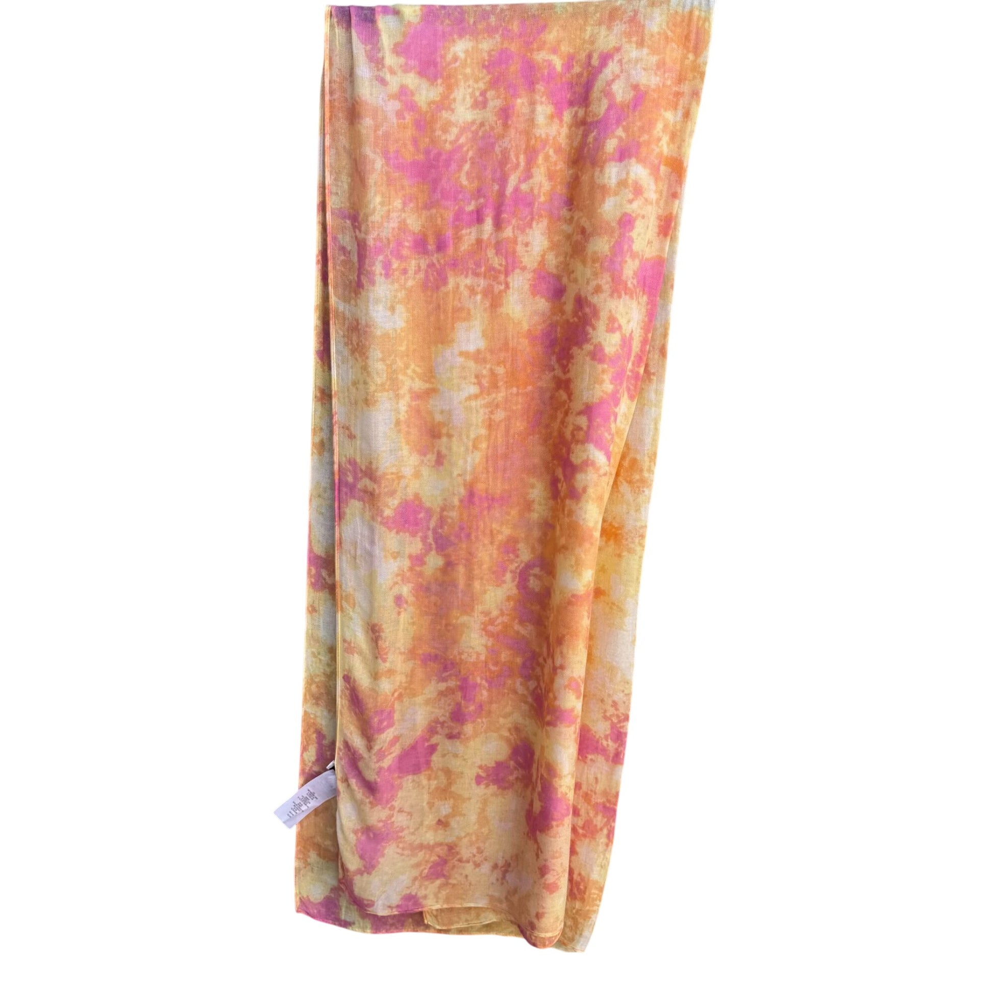 Isaac Mizrahi Live Womens Multicolor Pink Orange Tie-Dye Hippie Beach Scarf Wrap