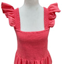 Switch Lands End Pink Smocked Tiered Midi Dress Milkmaid Ruffle Straps Cotton Womens L 3 image