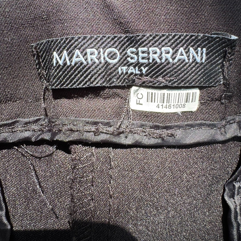 Mario Serrani Womens Stretch Flat Front Straight Leg Black Mid Rise Dress Pants L