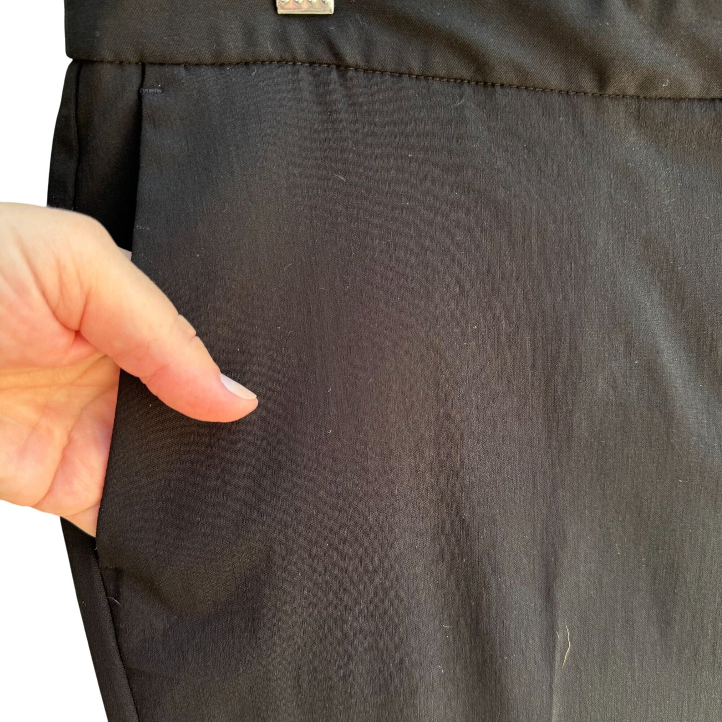 Mario Serrani Womens Stretch Flat Front Straight Leg Black Mid Rise Dress Pants L