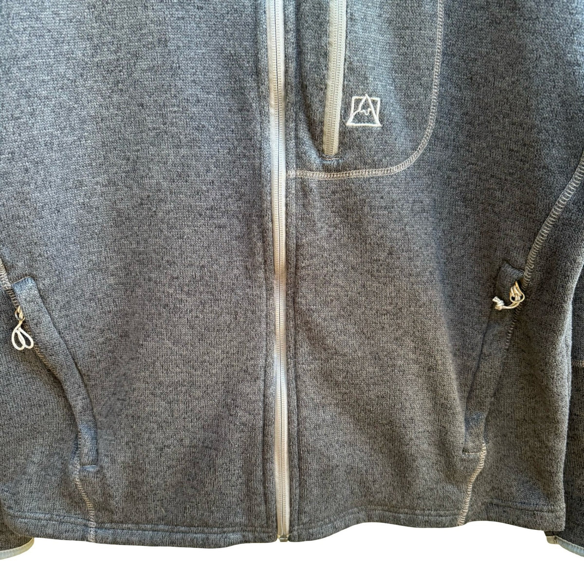 Avalanche Gorpcore Utility Zip Fleece Lined Sweater Knit Jacket Gray Mens XL