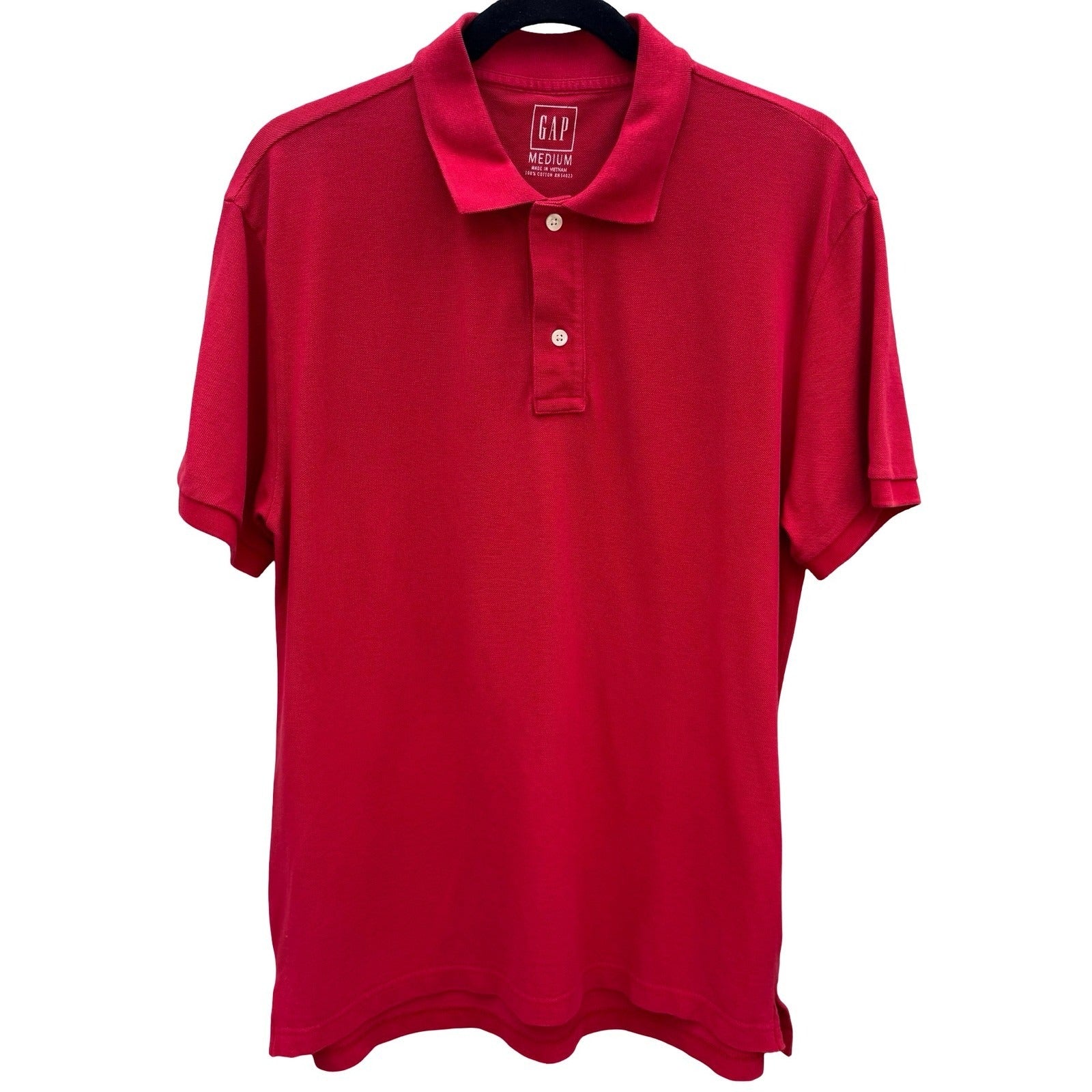 GAP Vintage 90s Mens Medium Red Short Sleeve Cotton Pique Polo Shirt Classic Fit