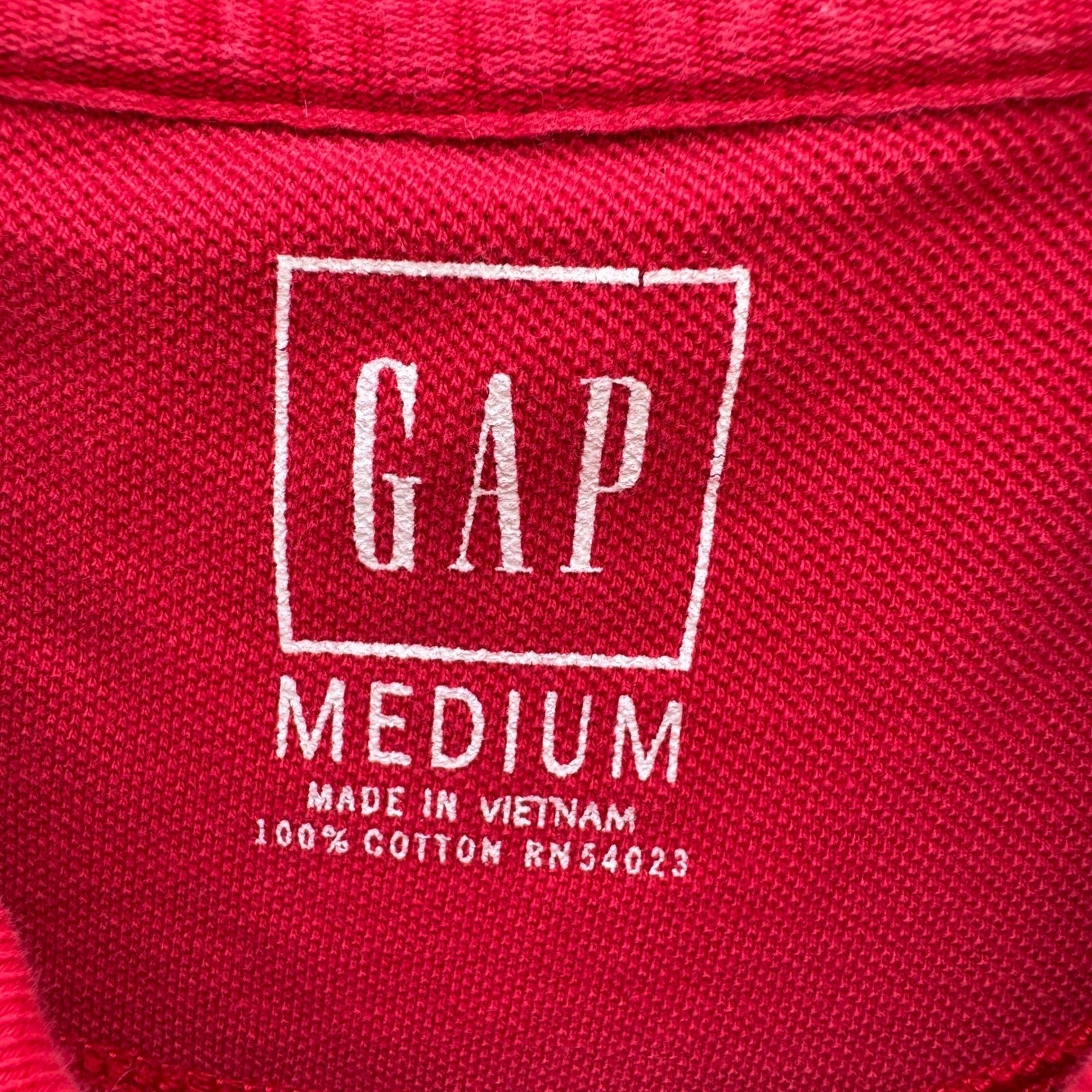 GAP Vintage 90s Mens Medium Red Short Sleeve Cotton Pique Polo Shirt Classic Fit