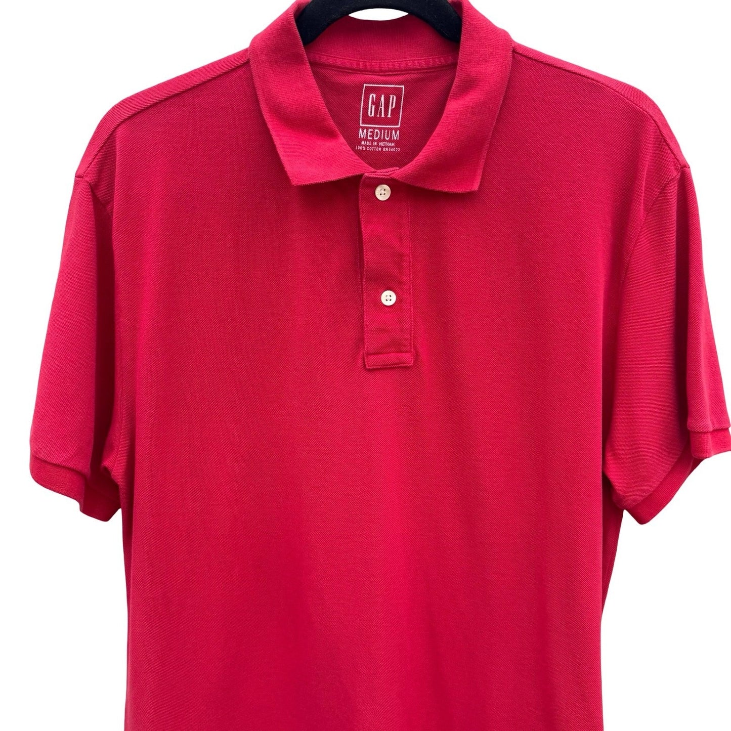 GAP Vintage 90s Mens Medium Red Short Sleeve Cotton Pique Polo Shirt Classic Fit