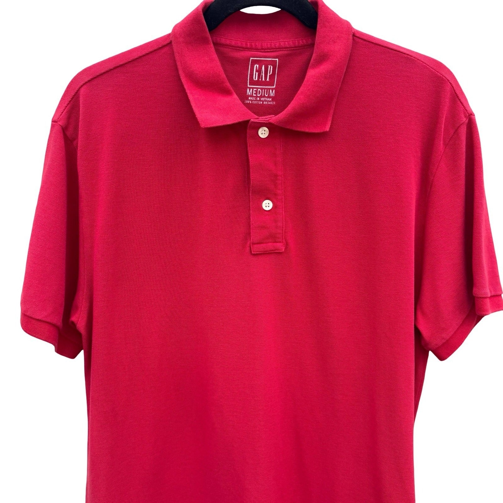 GAP Vintage 90s Mens Medium Red Short Sleeve Cotton Pique Polo Shirt Classic Fit