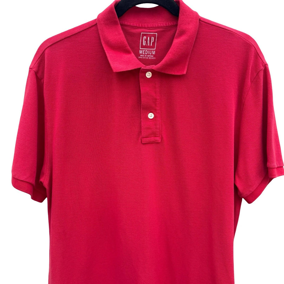 GAP Vintage 90s Mens Medium Red Short Sleeve Cotton Pique Polo Shirt Classic Fit