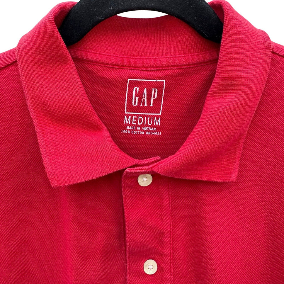 GAP Vintage 90s Mens Medium Red Short Sleeve Cotton Pique Polo Shirt Classic Fit