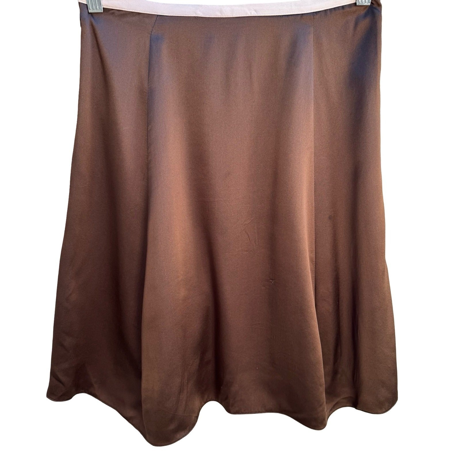 Vintage Coquette Romantic Silk A-Line Whimsigoth Skirt Rose Floral Cut Out Brown