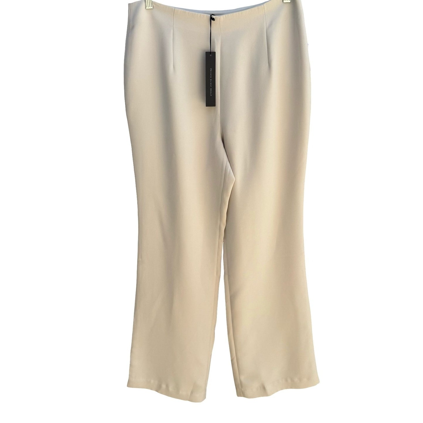 Pamela Dennis Minimalist Stone Quiet Luxury Crepe Flat Front Dress Pants 16 NEW