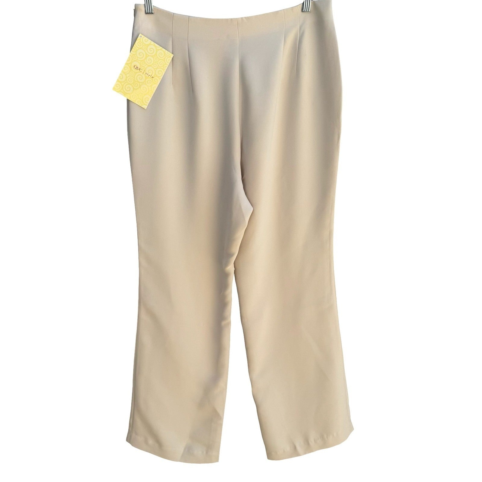 Pamela Dennis Minimalist Stone Quiet Luxury Crepe Flat Front Dress Pants 16 NEW