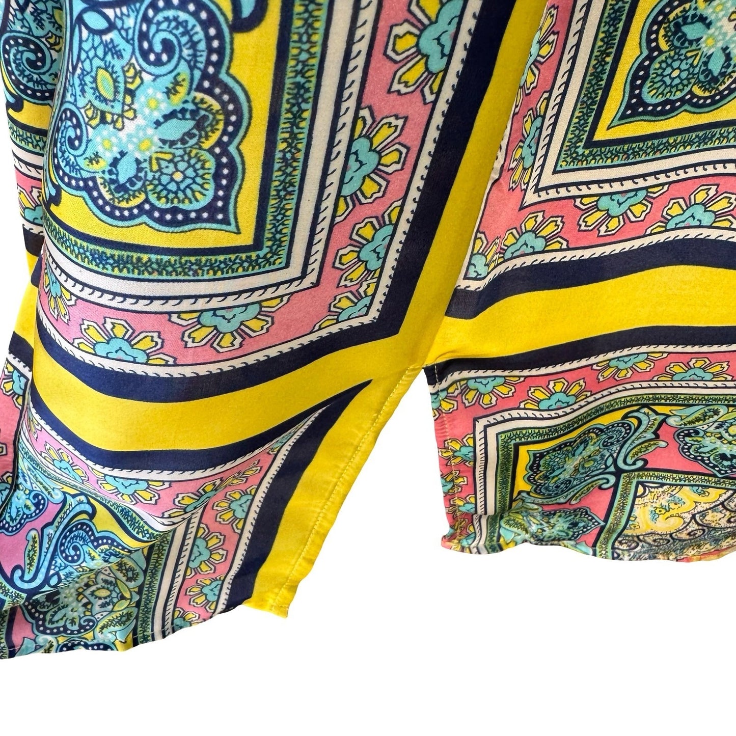Sundance Boho Resortwear Hippie Festival Paisley Kaftan Kimono Midi Dress Teal M