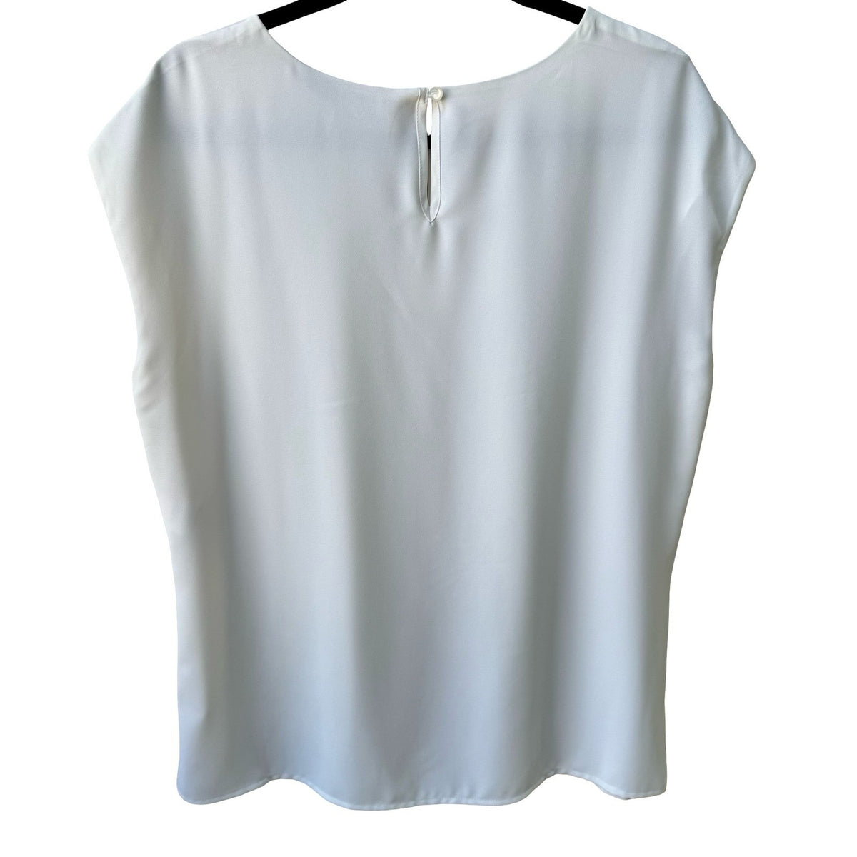 Kasper Minimalist Professional Pleated Keyhole Sleeveless Blouse White L NEW