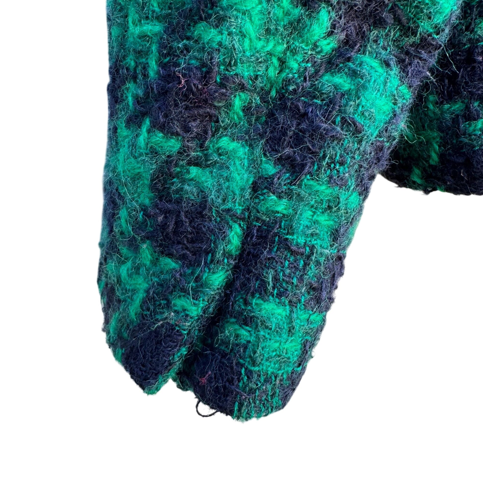 Jones New York Vintage Womens Green Black Houndstooth Boucle Tweed Wool Jacket 12