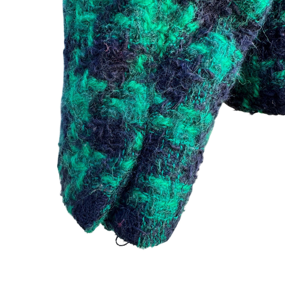Jones New York Vintage Womens Green Black Houndstooth Boucle Tweed Wool Jacket 12