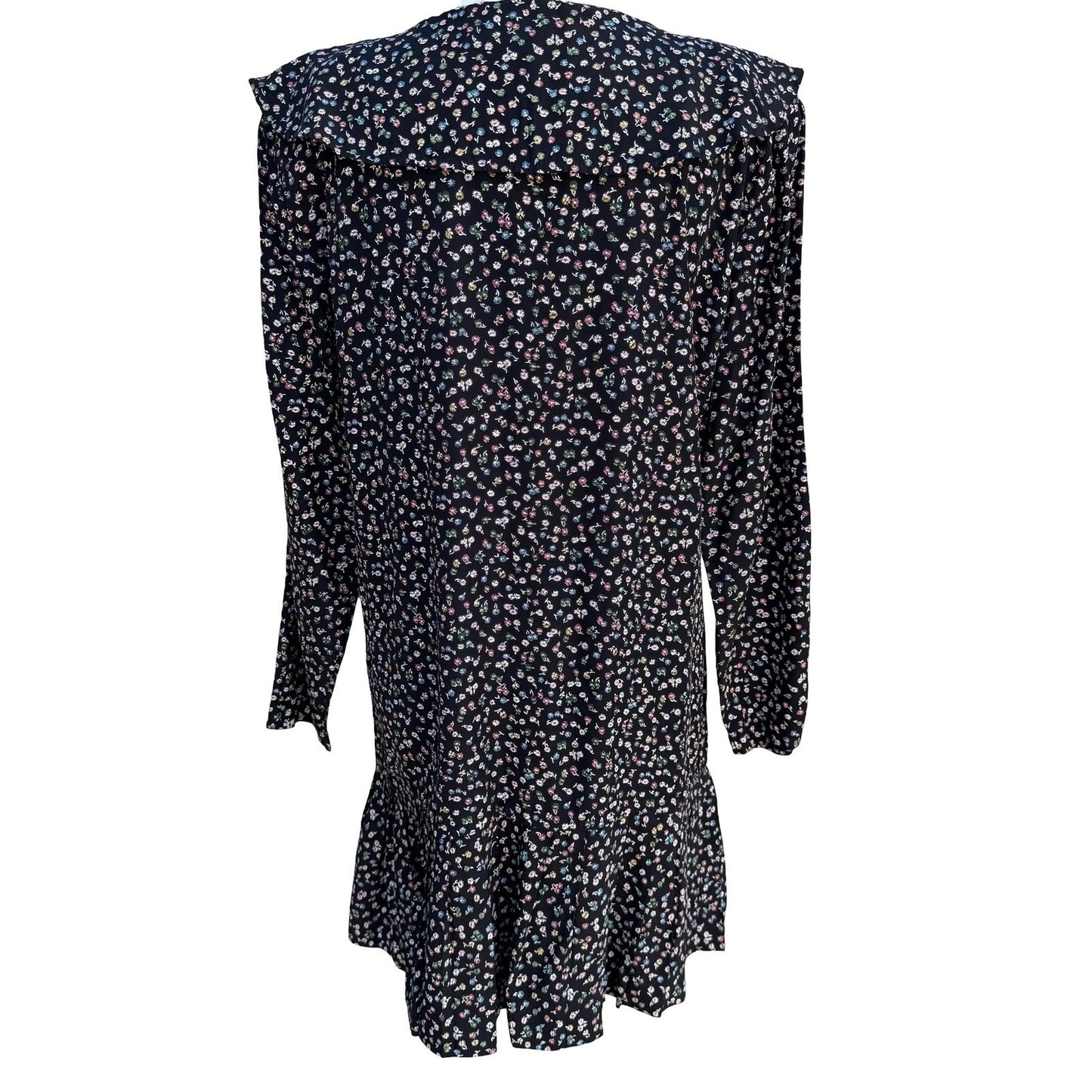 Rampage Vintage Black Ditsy Floral Drop Waist Mini Dress 90s Goth Grunge Size 11