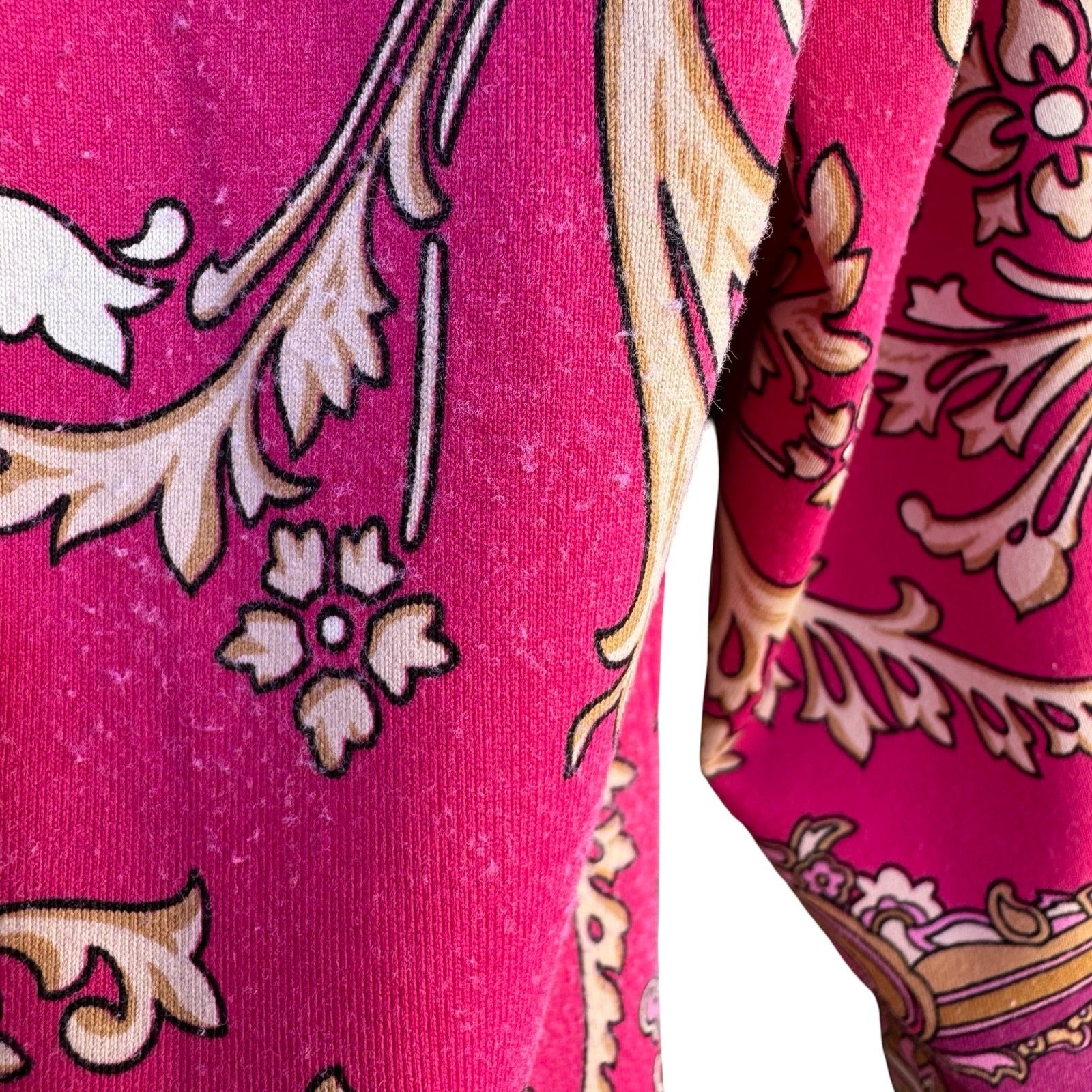 Charter Club Womens Pink Medallion Print Boat Neck 3/4 Sleeve Top Size M