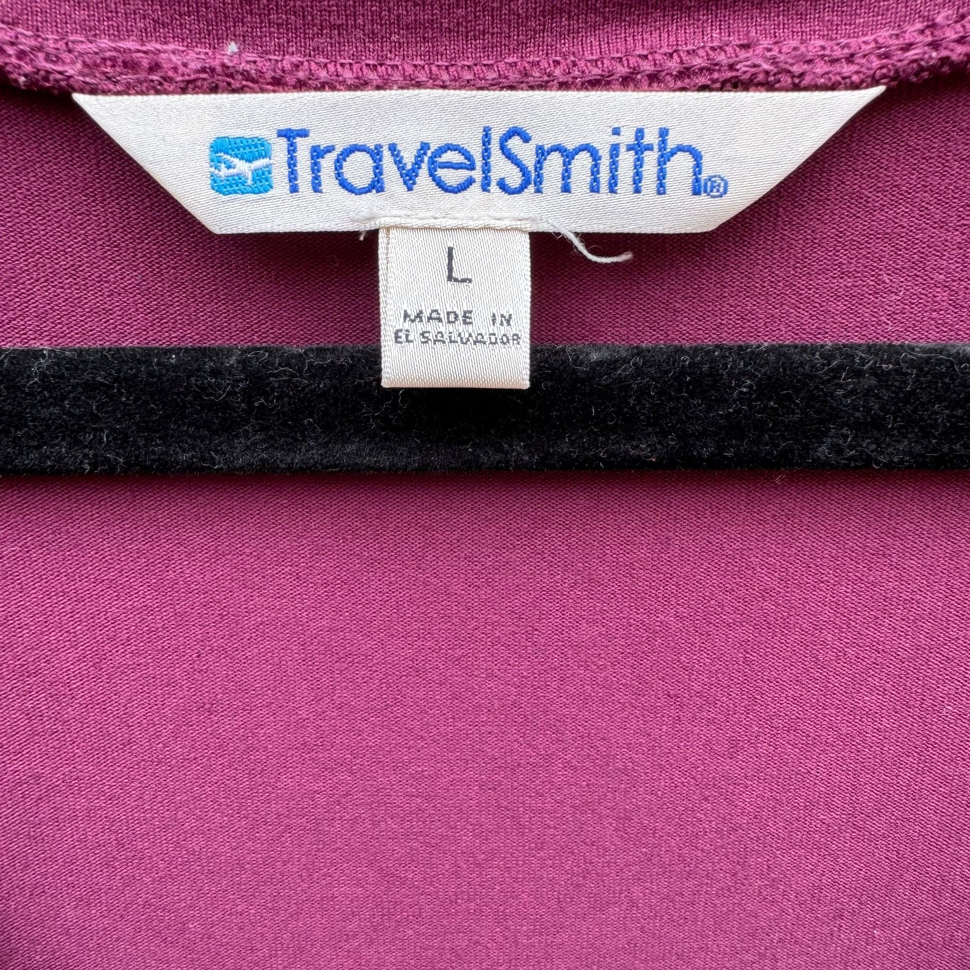 TravelSmith Womens Plum Short Sleeve V-Neck Empire Waist Midi Prairie Dress L