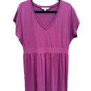 Switch TravelSmith Womens Plum Short Sleeve V-Neck Empire Waist Midi Prairie Dress L 3 image