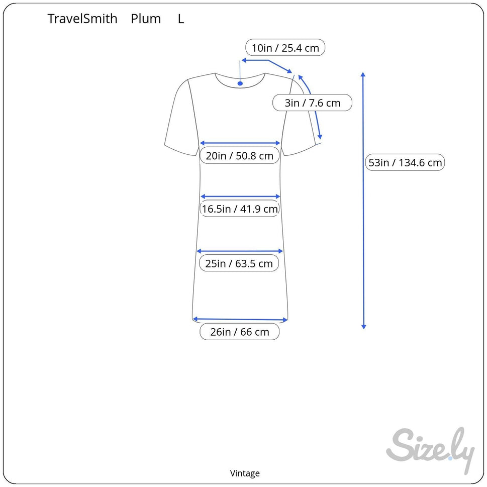 TravelSmith Womens Plum Short Sleeve V-Neck Empire Waist Midi Prairie Dress L