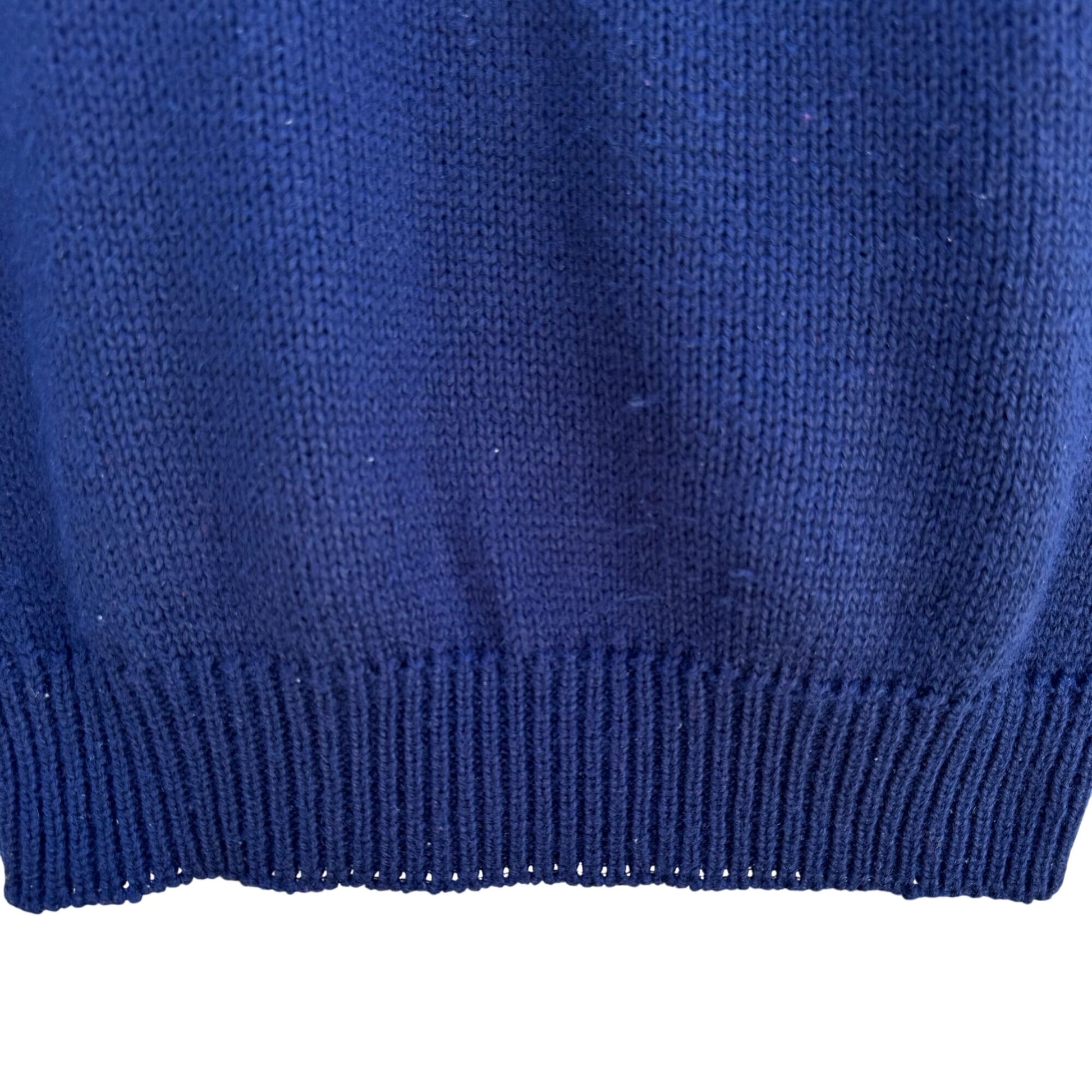 Tan F Jay Navy Blue Knit Sleeveless Button Shoulder Wool Blend Knit Sweater M