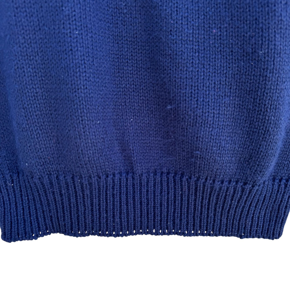 Tan F Jay Navy Blue Knit Sleeveless Button Shoulder Wool Blend Knit Sweater M