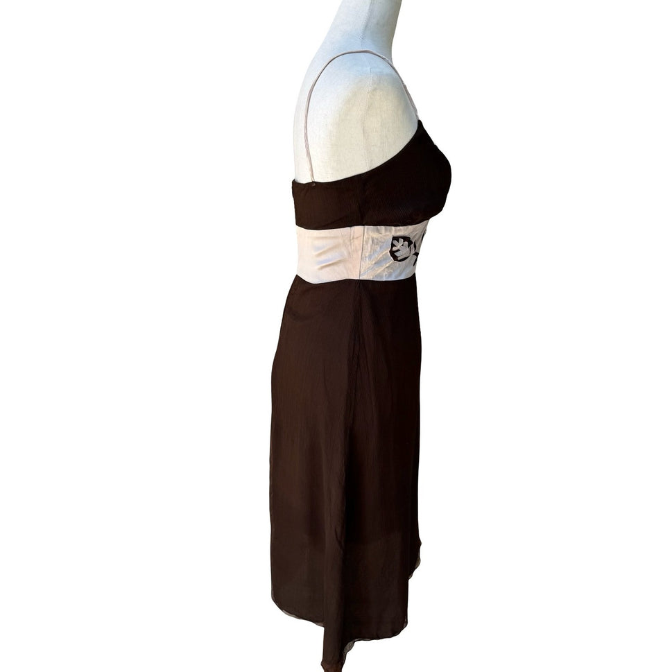 Vintage 90s Y2K Silk Whimsigoth Fairycore Ethereal Empire Waist Flowy Midi Dress