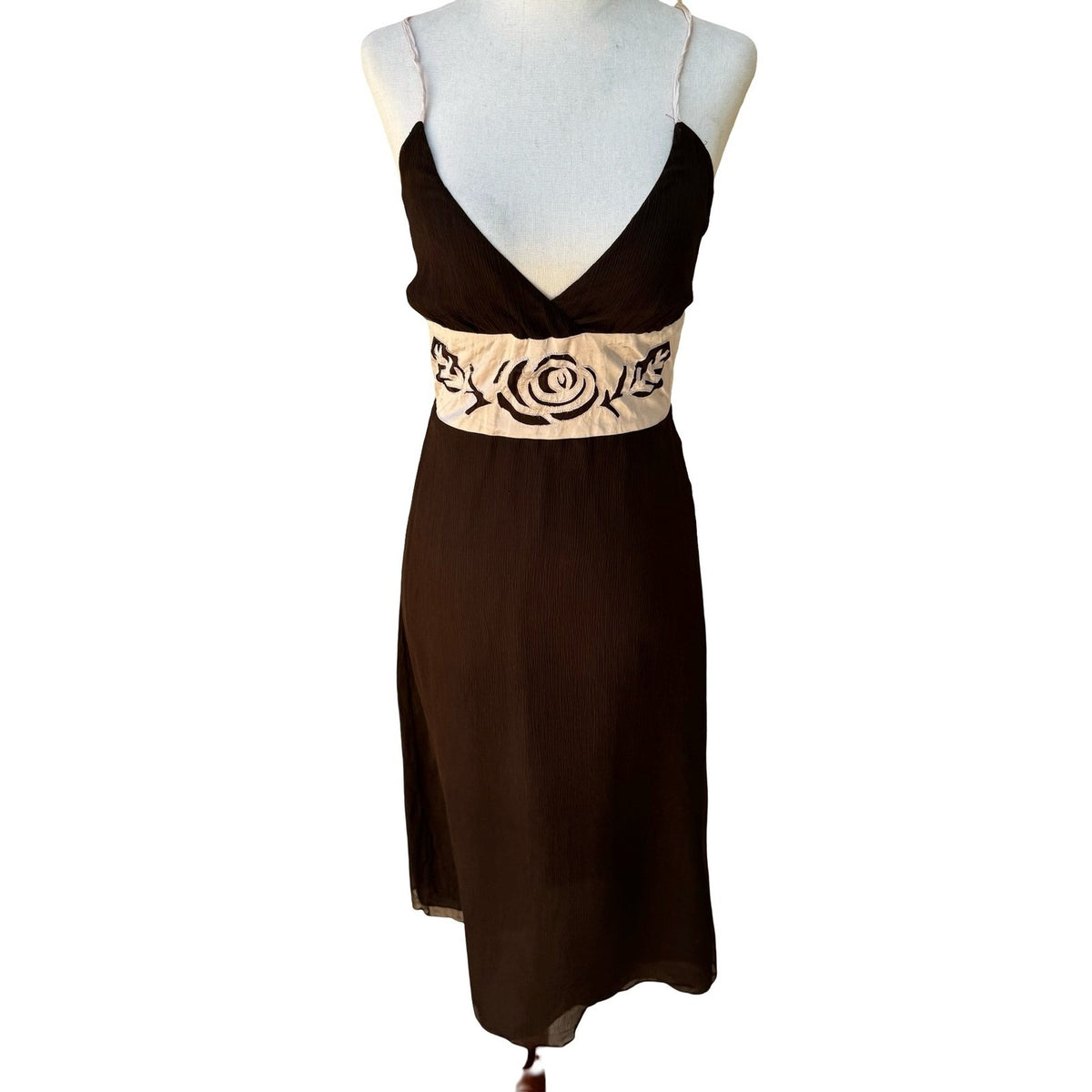 Vintage 90s Y2K Silk Whimsigoth Fairycore Ethereal Empire Waist Flowy Midi Dress