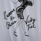 Switch Vicky Tiel L'amour de Paris Graphic Tee Chic White Scoop Neck Short Sleeve Large 2 image