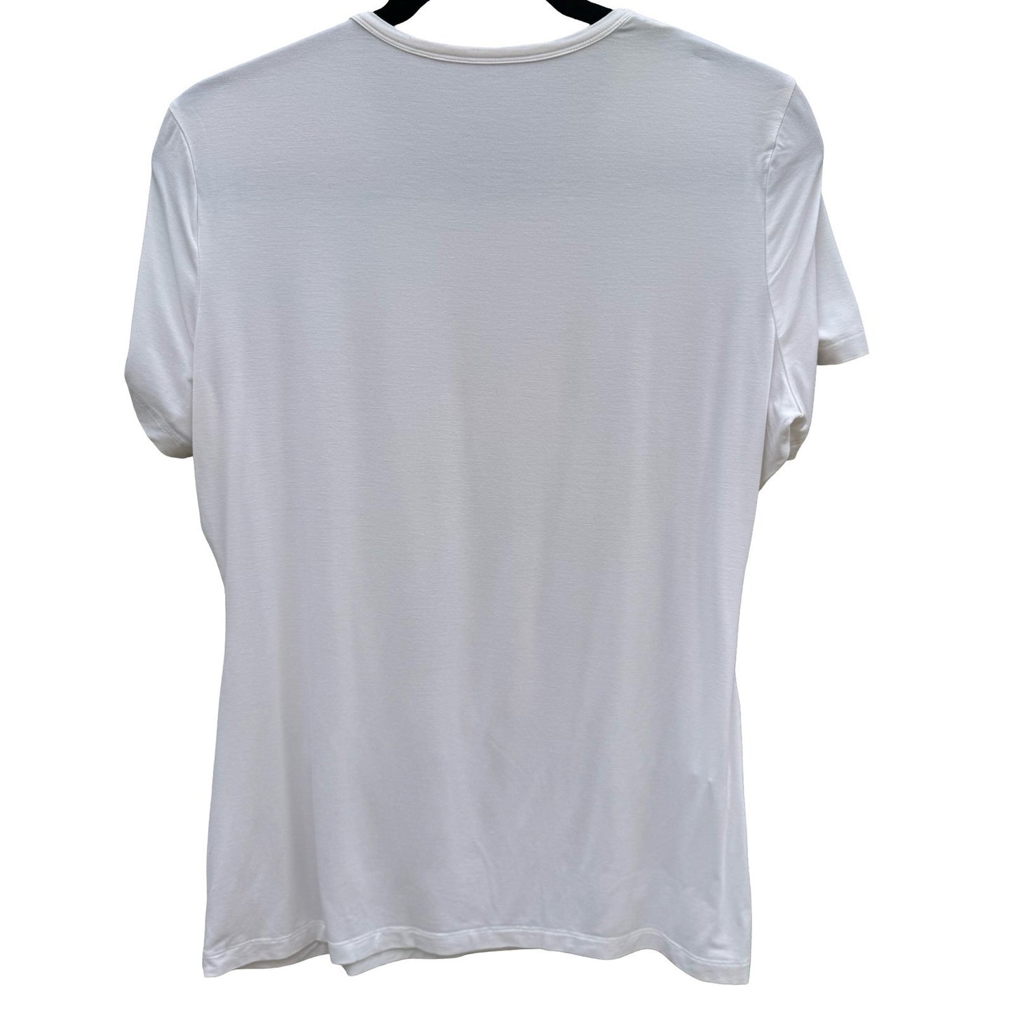 Vicky Tiel L'amour de Paris Graphic Tee Chic White Scoop Neck Short Sleeve Large