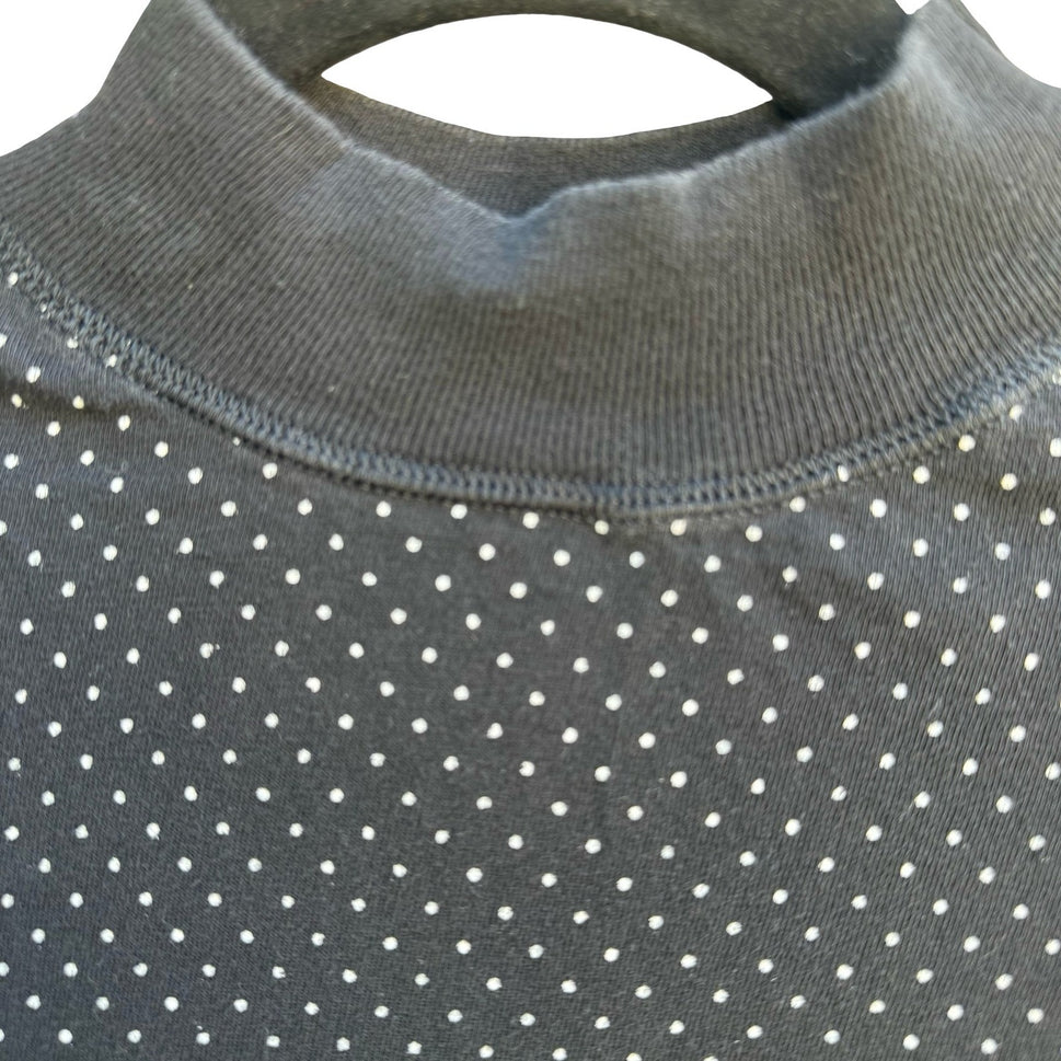 Forenza Vintage Polka Dot Mock Neck Crop Top Black White Cotton Made Italy Small
